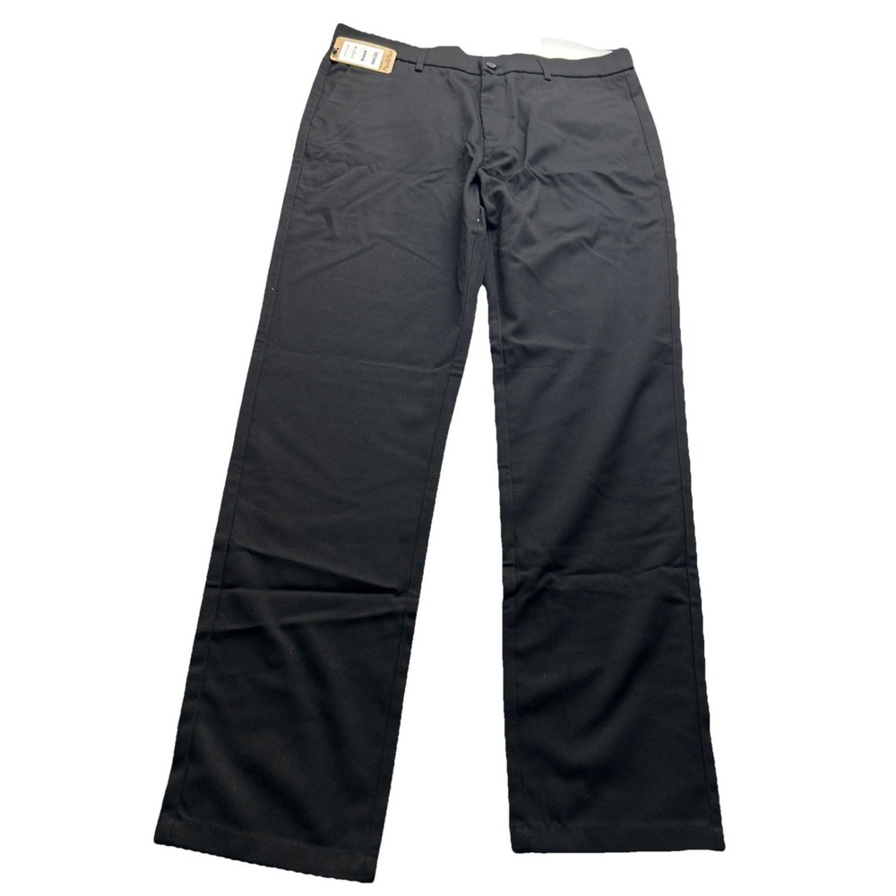 Plaid&Plain Mens Slim Fit Dress Pants Black 36x32 Stretch Flat Front Trousers